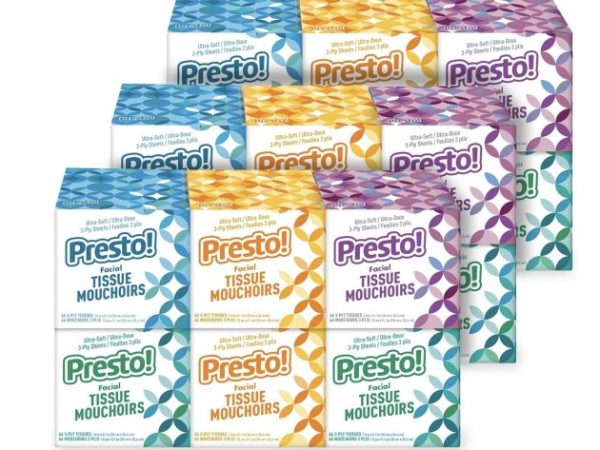 Presto! Ultra-Soft 3-Ply Premium Facial Tissues, 18 packs only $12.79 shipped!